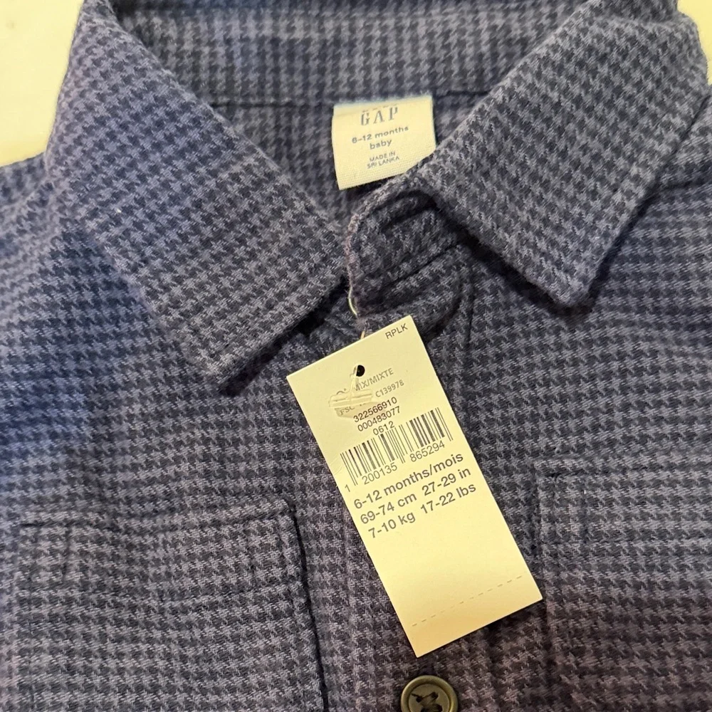 NWT BABY GAP Navy Blue Button-Up Shirt 6-12m‎
